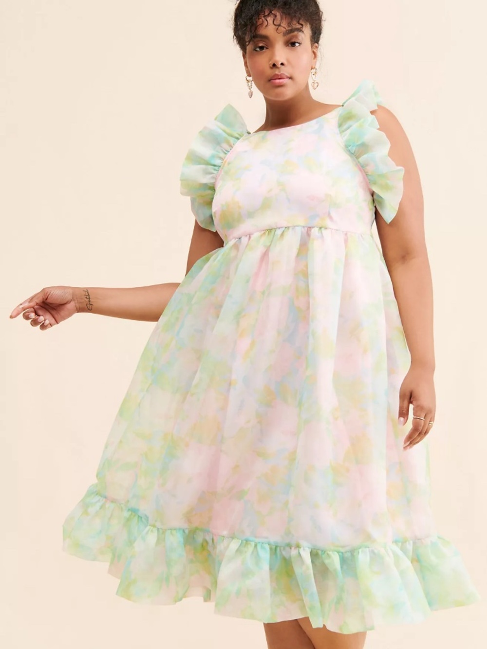 Selkie x Maison Amory "Ruffle Romance" Midi Dress, Size M NWOT